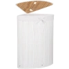 AYL-60L-WHITE | White laundry basket | Bamboo toy box | Wooden clothes basket | Single-chamber bathroom laundry basket | Corner basket