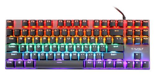 T18 | Tastiera meccanica da gioco con retroilluminazione LED RGB, TKL, interruttori blu