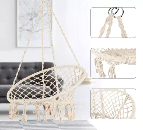 DY-A003-BRUIN | Hangstoel, Braziliaanse stoel, mand, schommel, hangmat | tot 120 kg