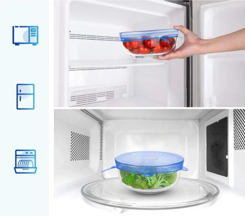 FLR-6PCS-AZUL | Tapas universales de silicona | Juego de fundas flexibles