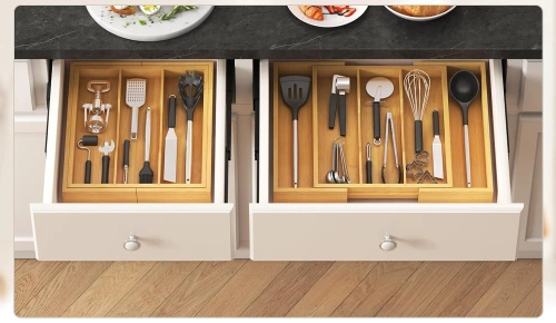 Organisateur de couverts | Insert de tiroir en bambou | KBT-G513