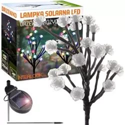 FLD-08-C | Flor solar | Lámpara solar LED para jardín Árbol con rosas | 70 cm, 600 mAh