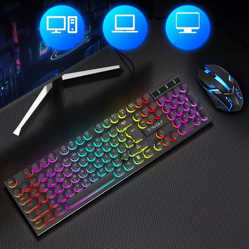 TF270 | Spilsæt: tastatur og mus, RGB LED-baggrundsbelysning, USB