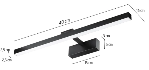 MIH-40CM | Lampă de perete deasupra oglinzii | Iluminat pentru baie | O lampă, o lampă deasupra imaginii
