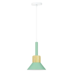 Pendant light with glass shade and wood | Scandinavian minimalist design, E27 socket | green | YG-XD002B-G