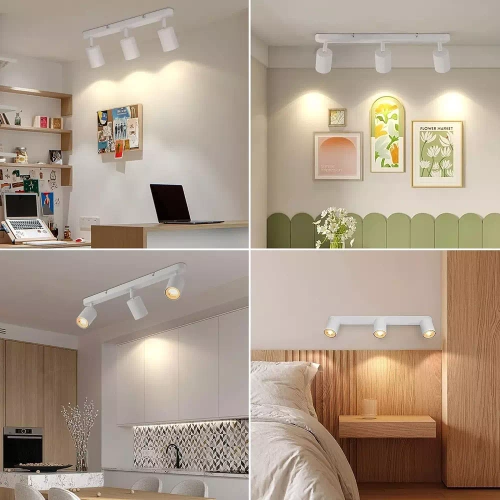 MS-GU10-3 | Trepunkts loftslampe, 3x GU10 hvid bevægende spotlight