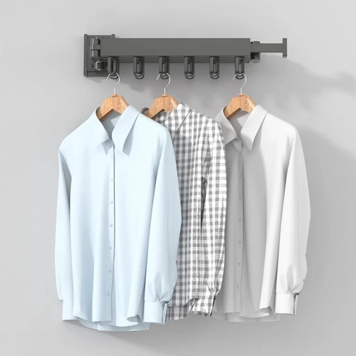 LYJ-T90-GRAY | Foldable clothes hanger | Foldable dryer | Wall rail with hooks