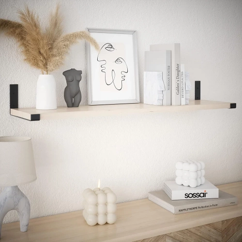 JZ-U235-BLACK | Set of 4 shelf brackets | Shelf angle 25 cm