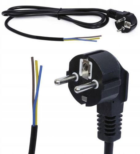 1.5m 230V power cable with plug | PWC-1.5M-BLACK