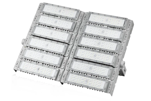 LED-Flutlichtstrahler | 600 W | Aluminiumgehäuse | für Sporthallen, Fabriken, Haus | mit verstellbarem Halter | TMN-600W-SILVER
