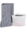 AYL-60L-GRAY | Coș de rufe gri | Recipient de jucării din bambus | Coș de rufe din lemn |. Coș de rufe cu un singur compartiment pentru baie | Coș de colț