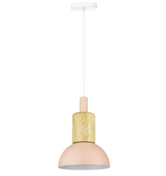 Pendant light | minimalist Scandinavian style, E27 socket, wood accent | pink | YG-XD002A-P