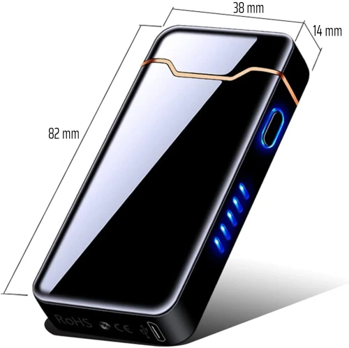 JL-818-NEGRU | Brichetă modernă cu plasmă | Bricheta electrica incarcata prin USB