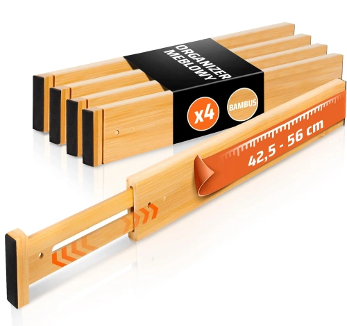 Möbel-Organizer für Schubladen | Bambus, verstellbare Trennwände | KBT-D456