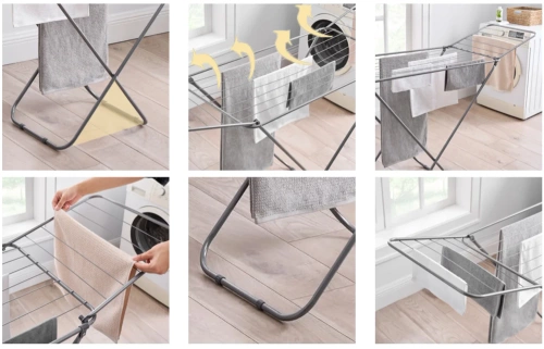 FCX-180-Nero | Asciugatrice pieghevole | Asciugatrice da terra | Asciugatrice per balcone