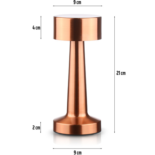 HJA10-MEĎ | Bezdrôtová stolná lampa | Dotyková nočná lampa s nastaviteľnou farbou svetla | USB svetlo