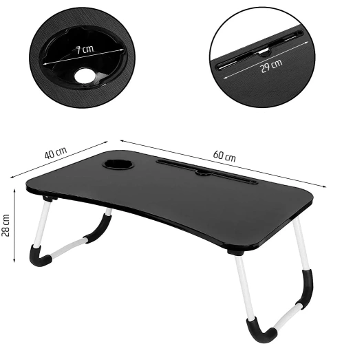 LFD-6040-ZWART | Laptoppad | Opklapbare ontbijttafel | Bedstandaard