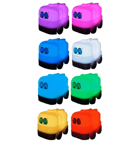 Luce notturna a LED in silicone a forma di camion dei pompieri | Lampada portatile per bambini con 9 colori di luce | JL-603