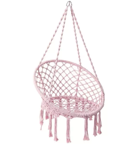 DY-A003-ROSA | Silla colgante, silla brasileña, cesta, columpio, hamaca | hasta 120 kilos