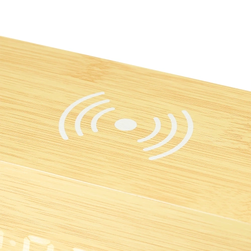 Reloj digital de madera con pantalla LED y cargador inalámbrico 10 W | despertador con 3 alarmas y termómetro | SXM-017