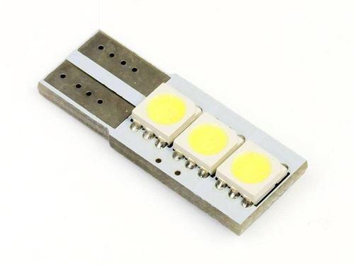 Autó LED izzó W5W T10 3 SMD 5050 CAN BUS egyoldalas