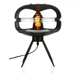 BH-233-SCHWARZ | Stilvolle Nachttischlampe mit Glasschirm | Moderne Tischlampe aus Glas