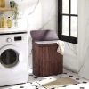 Wäschekorb | 2 Fächer, 100 l, aus Bambus und Holz, geeignet als Spielzeugbox oder Wäschesammler für Badezimmer | braun | RYL-100L-DABR