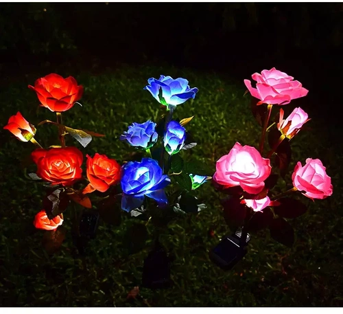 FLD-35-BLUE | LED napelemes kerti lámpa Kék rózsák | 74 cm, 600 mAh