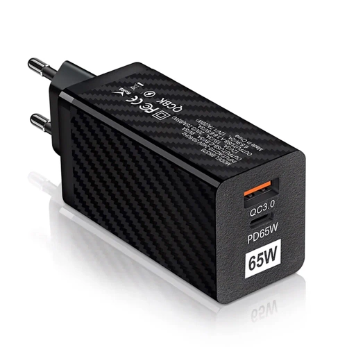 GAN | Carregador de parede rápido de 65 W com portas USB e USB-C PD 3.0