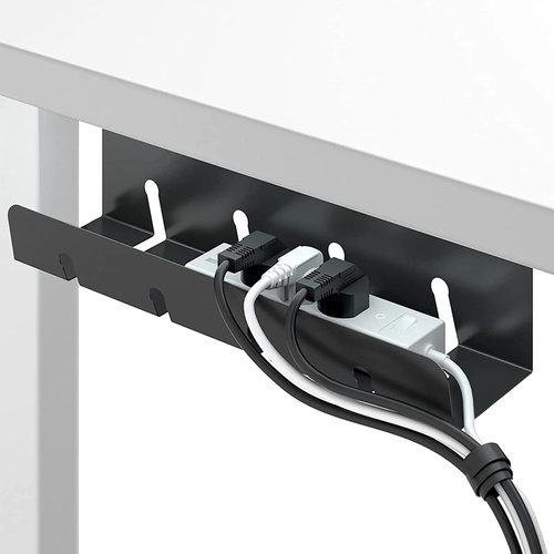 CWT-O2 | Juego de 2 organizadores de cables debajo del escritorio, 40 cm | Cesta, guía, asa | Negro