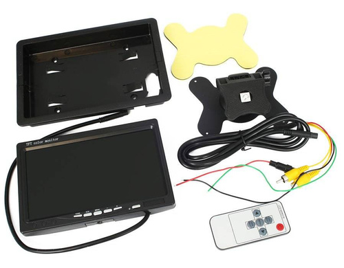 Rückfahrkamera-Set 2-in-1 | 12/24 V, Kamera mit 18 IR-LEDs, Monitor 7" LCD TFT mit Fernbedienung, AV RCA Kabel 10 m | PZ607 PZ470