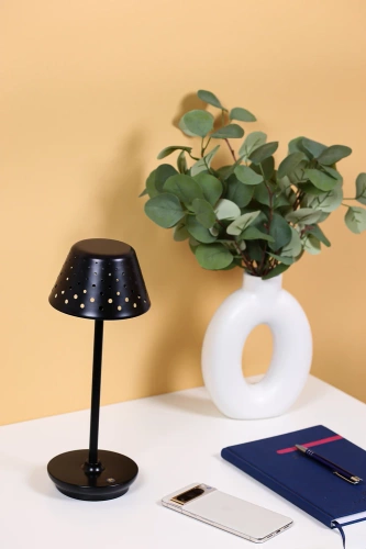 HJA15-NOIR | Lampe de table avec batterie intégrée | Lampe de nuit avec trois couleurs de lumière | Lampe d'ambiance pour un hôtel ou un restaurant