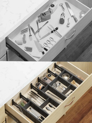 Furniture Organizer for Drawer | Adjustable Furniture Dividers | Bamboo Separator with 9 Inserts | KBT-B615