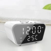 Ceas deșteptător inteligent cu încărcător wireless Qi 15W | Ceas deșteptător cu trei alarme | Ceas cu afișaj de temperatură | SZ01-15W-W