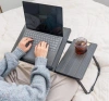 Masă pliabilă pentru laptop cu unghi de înclinare reglabil | Masa functionala cu blat suplimentar | Suport de pat mobil | LFD-5532-BK
