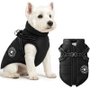 Abrigo de invierno para perro con arnés | talla S | negro | PET-016S-BK