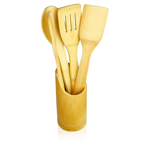 BRS-5in1-BAMBOO | Bamboo kitchen utensils with a stand