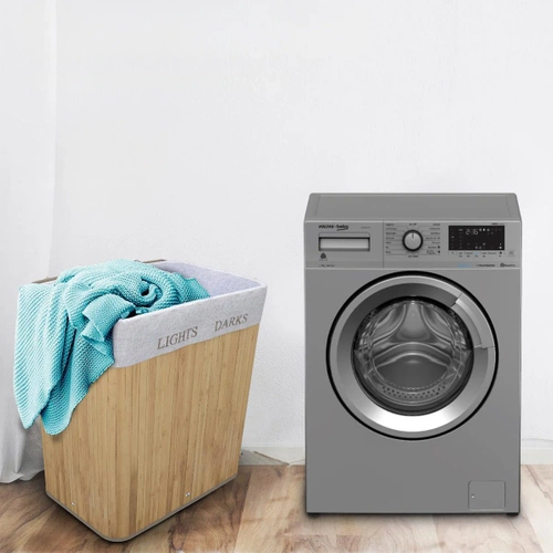 ZYL-100L-LIBR | Natuurlijke wasmand | Bamboe speelgoedcontainer | Houten kledingmand | Wasmand met twee vakken voor de badkamer