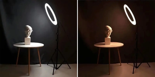 M45-60W-B | Gyűrűs lámpa tükörrel | Gyűrűs lámpa állvánnyal | Szett tápegységgel és 60W-os gyűrűvel