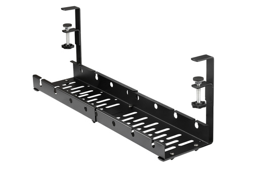 CWT-O3 | Organizzatore regolabile per cavi sotto il piano della scrivania 29-53 cm | Cestello, guida, maniglia | Nero