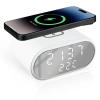 Despertador inteligente com carregador sem fio Qi 15 W | despertador com três alarmes | relógio com visor de temperatura | SZ06-15W-W