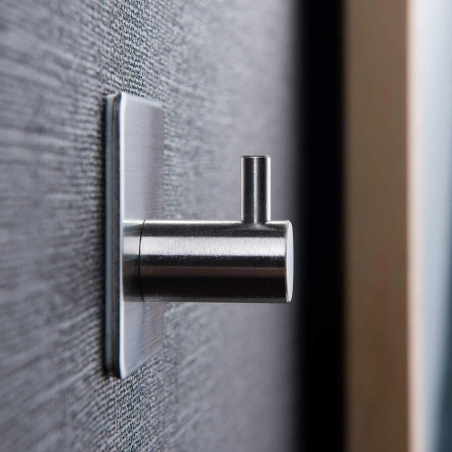 BXG-4PZ-ARGENTO | Gancio in argento per abiti, panni, asciugamani | Supporto autoadesivo per accessori da cucina