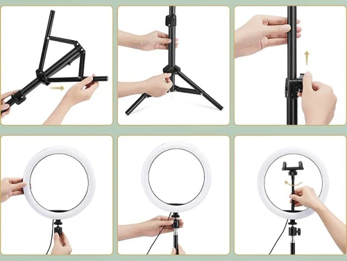 Anneau lumineux LED RGB 30 cm avec trépied 210 cm et télécommande | lampe ring pour maquillage et enregistrement vidéo | SENY-RGB-30CM