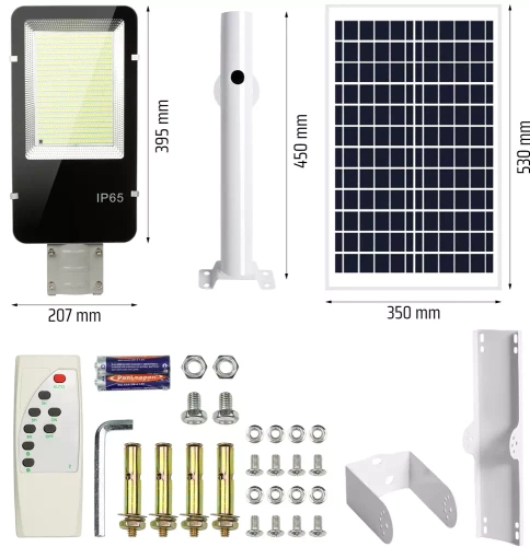 LDT-B628 | Уличен фенер, LED соларна лампа | 20Ah, IP65, 628 LED SMD5730 | голям соларен панел 6V/25W | Дистанционно