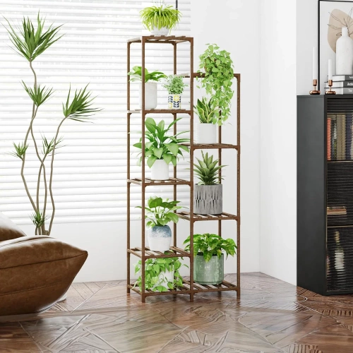 NZ252-BAMBU | Suporte de madeira para vasos de flores | Suporte para plantas | Prateleira de flores