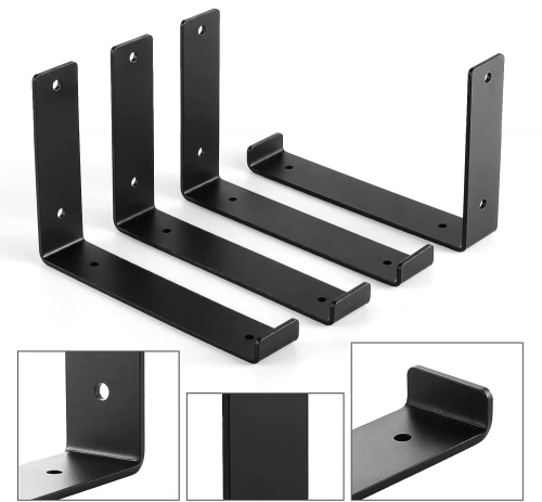 JZ-U286-NERO | Set di 4 reggimensola | Angolo mensola 30 cm |