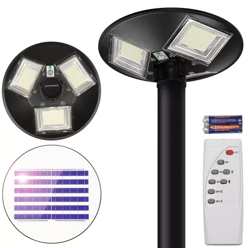 LED-Straßenleuchte Solar UFO | 300 W, 8 Ah, IP65, 240 SMD5730 LEDs, großes Solarpanel 6 V/13 W, Fernbedienung | LDT-B240