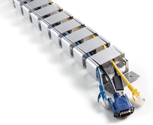 QN-1501 | Funda para cables y alambres 1,3 m | Canal de cables verticales | Plata