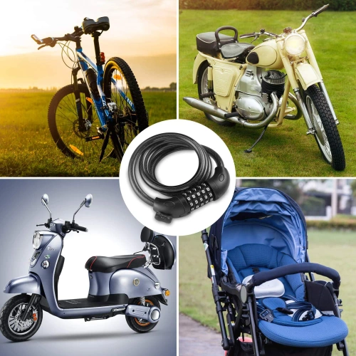 Zámok na bicykel s číselným kódom | oceľové lanko 100 cm | 5-miestny kódový zámok proti krádeži | BLC-566