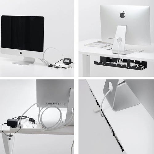 Kabel-Organizer zur Schreibtisch-Montage 50 cm | Korb, Führung, Halterung | schwarz | CWT-O1